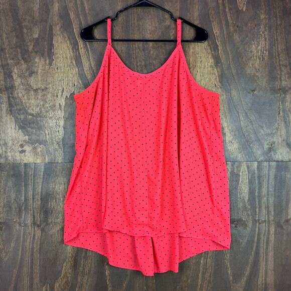 Torrid Womens Shirt Blush Red Blouse Polka Dot Tank Pleated Front Stretch 3 - Picture 7 of 9